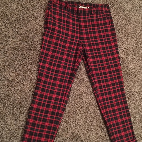 red and black plaid dress pants